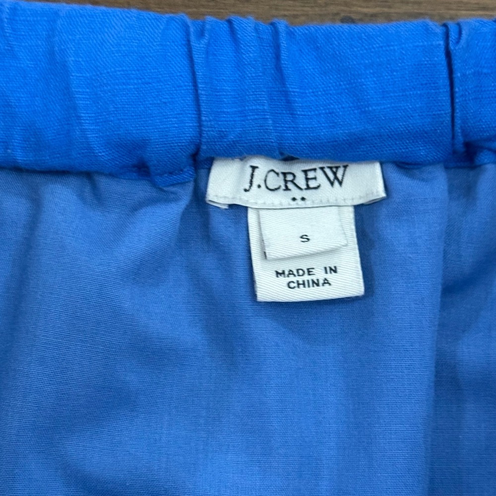 J Crew Blue Linen Skirt Women's Small Pull On Tassel Trim small - Picture 2 of 3
